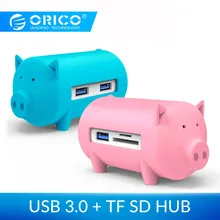 ORICO Cute Pig USB 3,0 концентратор многопортовый usb-адаптер 3 USB порта с TF SD кард-ридер адаптер для ноутбуков MacBook компьютерные аксессуары
