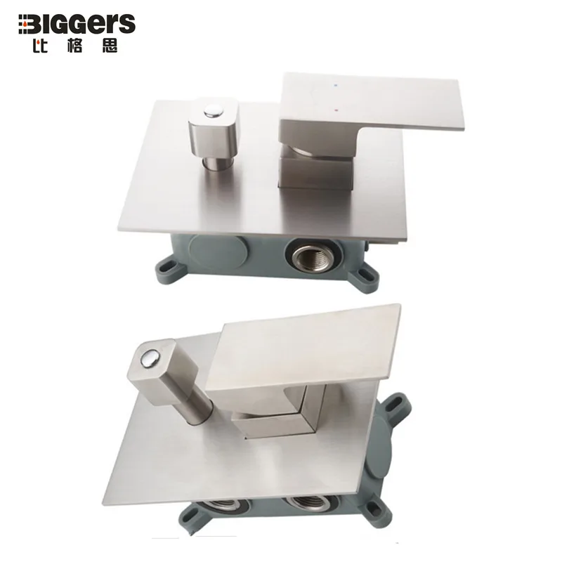 

Free shipping Modern design hotel square 304 stainless steel wall mounted concealed shower faucet single handle mixer SH123