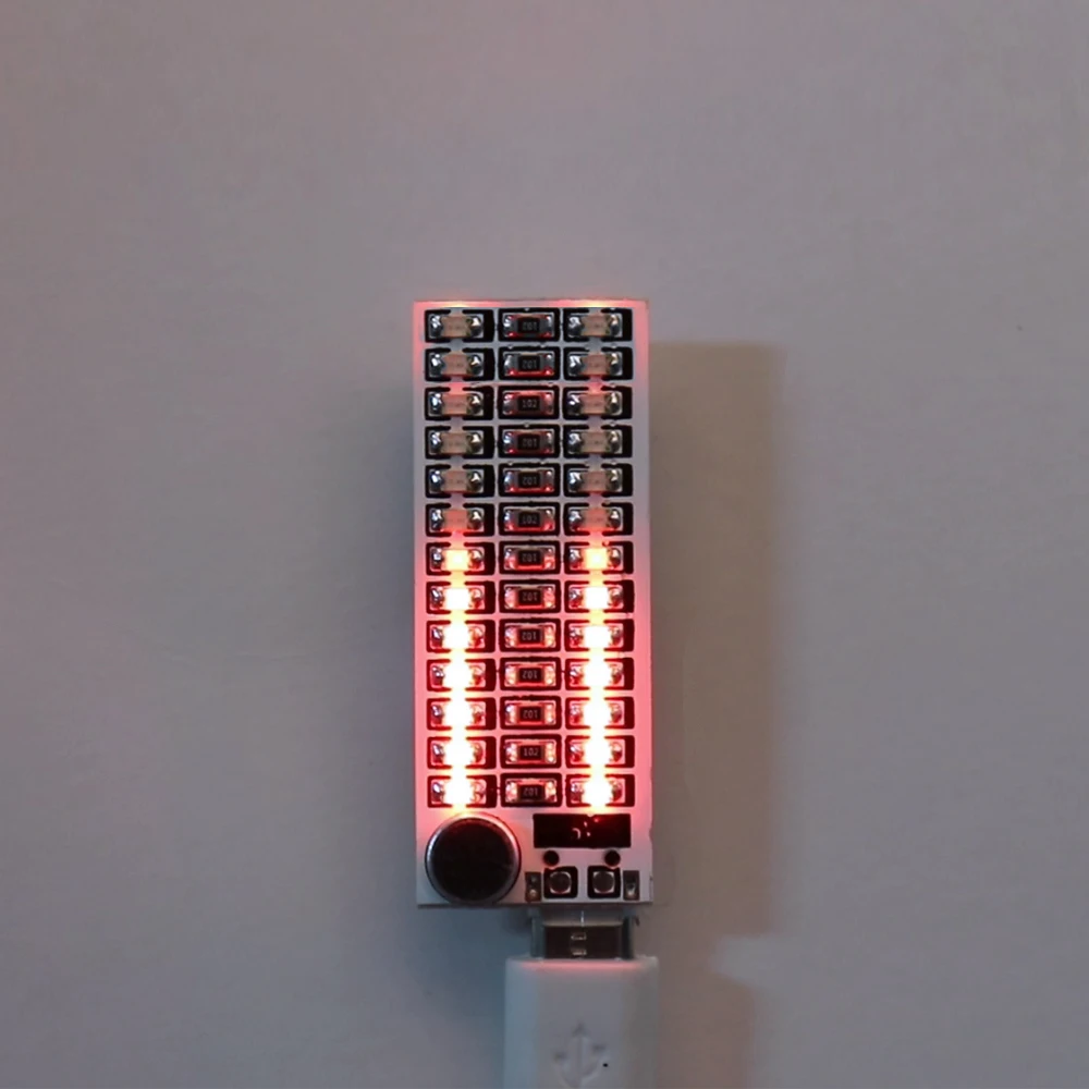Красный 1 шт. 2*13 USB Мини Голосовое управление Музыка Аудио спектр флэш-индикатор уровня громкости светодиодный модуль дисплея - Цвет: Красный