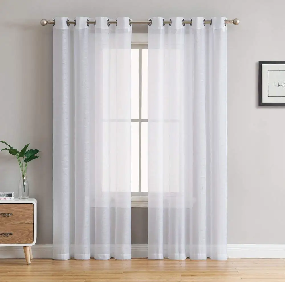 

2 Piece Sheer Voile Window Curtain Grommet Panels for Bedroom & Living Room