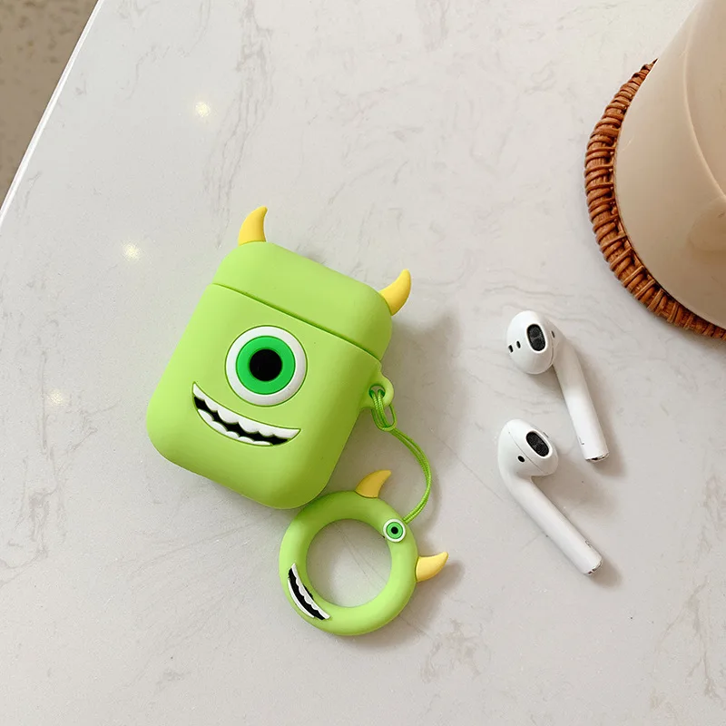 Мультяшный беспроводной Чехол для наушников для Apple AirPods силиконовый зарядный чехол для наушников Защитный чехол для AirPods с ремешком подарок