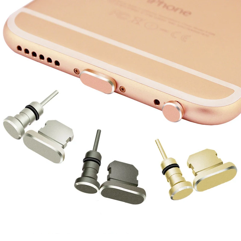 

Metal USB Charging Port Dust Plug + 3.5mm Earphone Port Dust Plug For iPhone Android Type-c Mobile Phone 3.5mm Headset Stopper