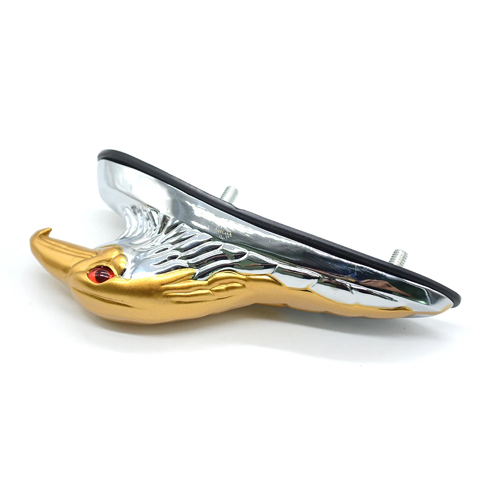 silver & Gold Motorcycle Eagle Head Fender Ornament with Red Lighted Eye Motorbike ATV Bike Aluminum Front Mudguard Decoration silver & Gold Motorcycle Eagle Head Fender Ornament with Red Lighted Eye Motorbike ATV Bike Aluminum Front Mudguard Decoration