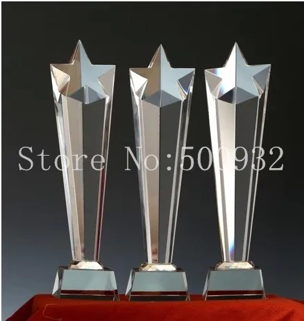 

high quality fashion crystal star trophy five star award crystal star tower trophy with free engraving