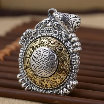 

925 sterling Silver Zodiac amulet Pendant charm tag For Men WOMEN can be rotated A2026