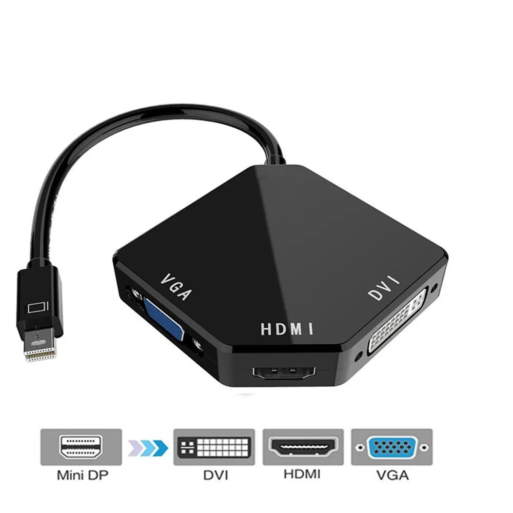 3 в 1 Mini DP DisplayPort Thunderbolt to DVI VGA HDMI адаптер для Mac Book iMac book Air Surface pro 2 ThinkPad X1|dvi vga|for macsurface