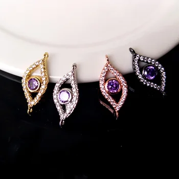 

10Pcs Turkish Style Eyes Double Bails Connector,CZ zircon Micro pave crystal Charm,DIY Bracelet necklace Jewelry making CT165
