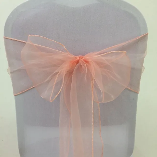 free shipping 100pcs peach organza chair sash wedding chair bow sash