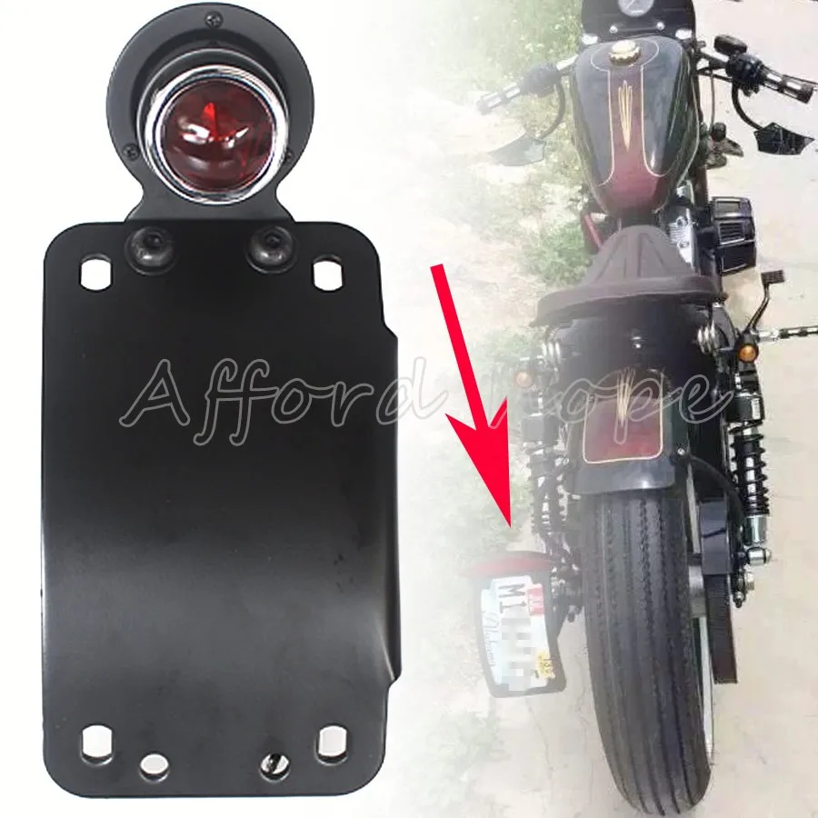 3//4/" Hole Motorcycle Side Mount License Plate Bracket for Chopper Bobber Black