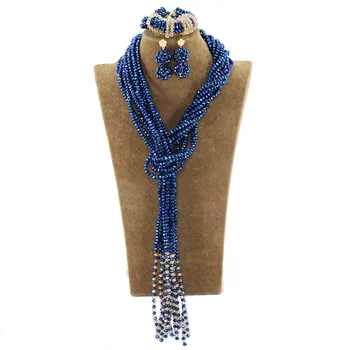 

Clear Gold and Black Arabic Party Crystal Jewelry Set Nigerian Necklace Beads Jewelry Set 2018 New Free Shipping PJW216