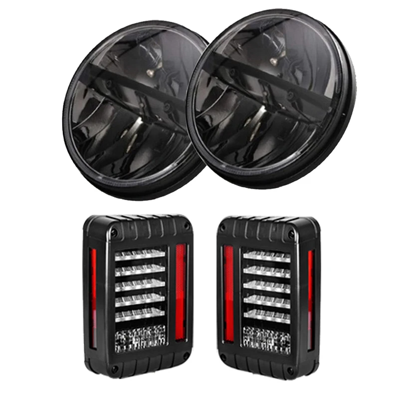 

7inch 36W Round H4 Hi/Low Beam Headlight For Jeep Wrangler Led TailLight LED Reverse Brake Tail Light For Jeep Wrangler