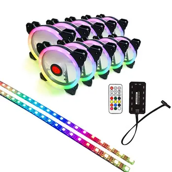 

Hot RGB Aurora Cooling Fan 120MM 6Pin Controller LED Strip Ring For Computer Water Cooler Gorgeous Color Adjustable Radiator Fan