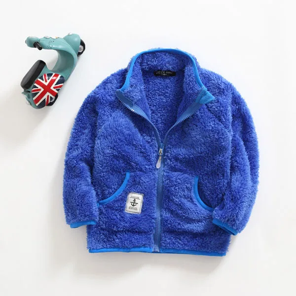 Осенне-зимнее новое шерстяное пальто из искусственного хлопка теплая куртка для мальчиков и девочек - Цвет: Синий