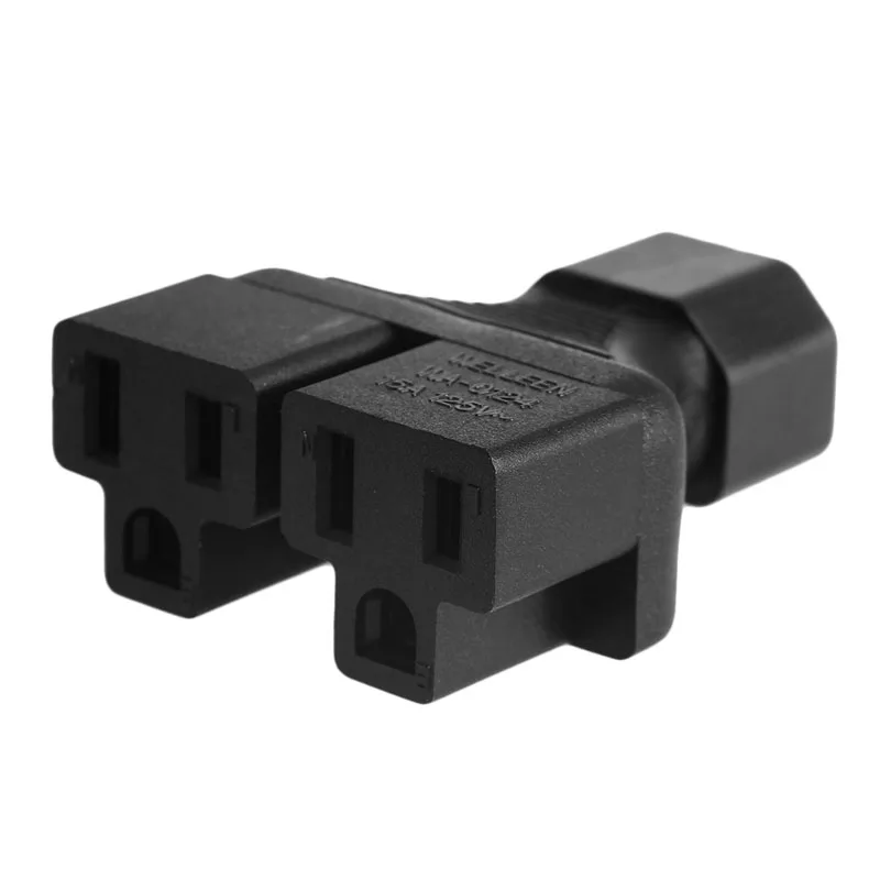 

New Arrival IEC 320 C14 Male To 2x US 3-Pin Nema 5-15R Female Y Splitter Adapter Converter Drop Ship