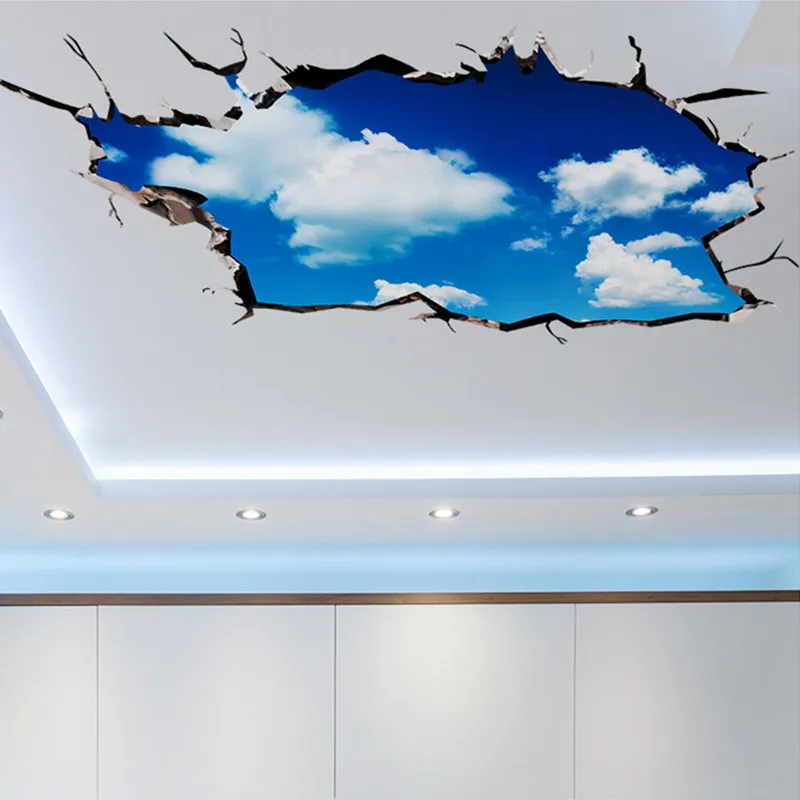 Cloud Blue Sky 3d Wall Sticker Vinyl Ceiling Stickers Floor