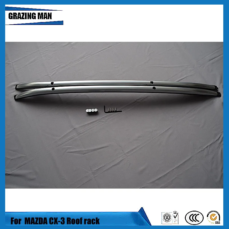 

Hot selling aluminium alloy 2 pcs material roof rack roof rail side luggage for MAZDA CX-3 CX3 2017 2018 17 18