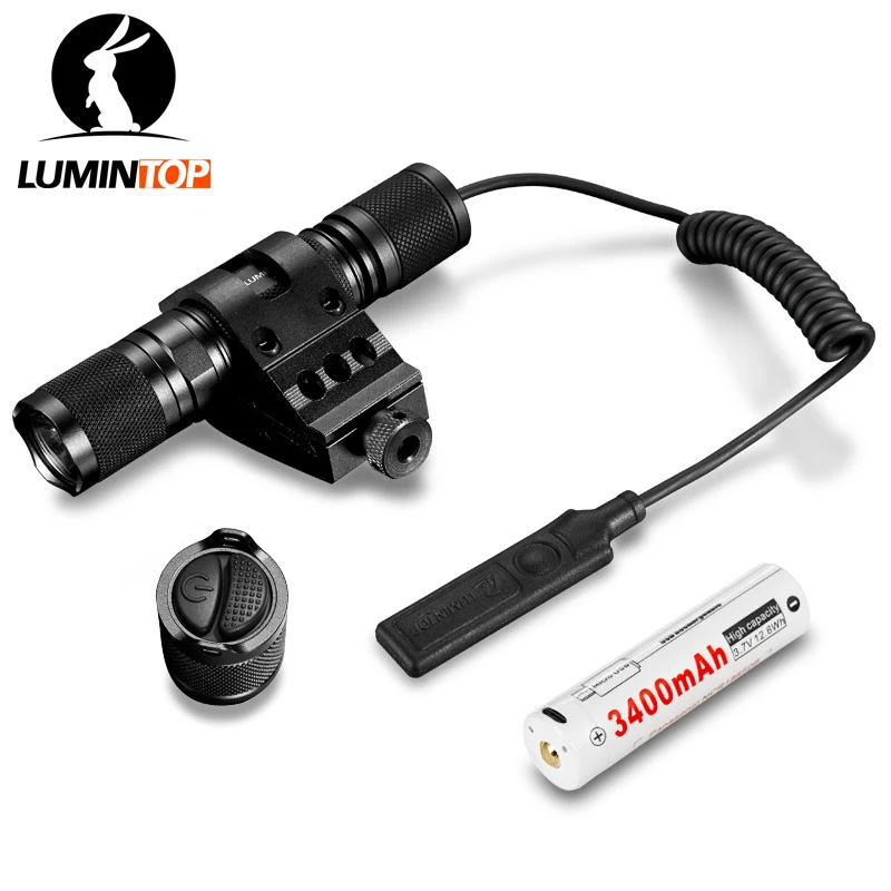 

LUMINTOP EDC Tactical Flashlight ED20-T Dual Switch on Tailcap Support momentary-on Strobe by One Click Fit Most rifle mount.