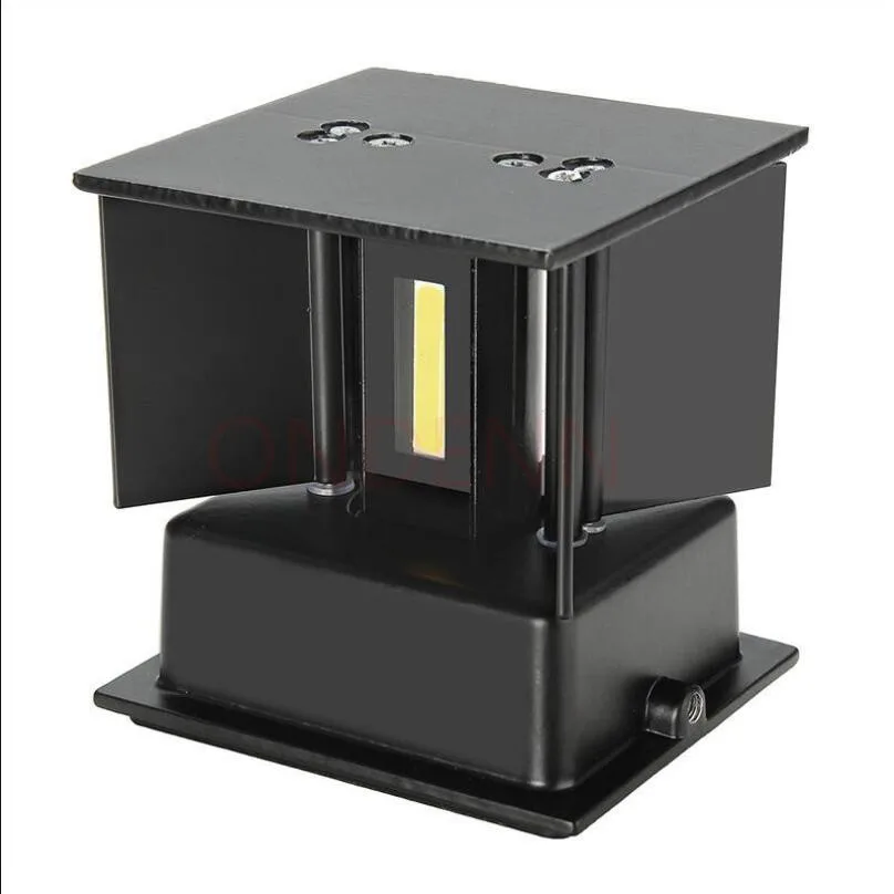 9 Вт 12 Вт затемнения COB Современный короткий куб Регулируемый поверхностный светодиодный настенный светильник открытый светильник настенный водонепроницаемый - Испускаемый цвет: Black shell