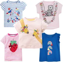 Топы для девочек; лето г.; милая детская футболка; одежда для маленьких девочек; футболки с принтом единорога и животных; Детские футболки для девочек; одежда