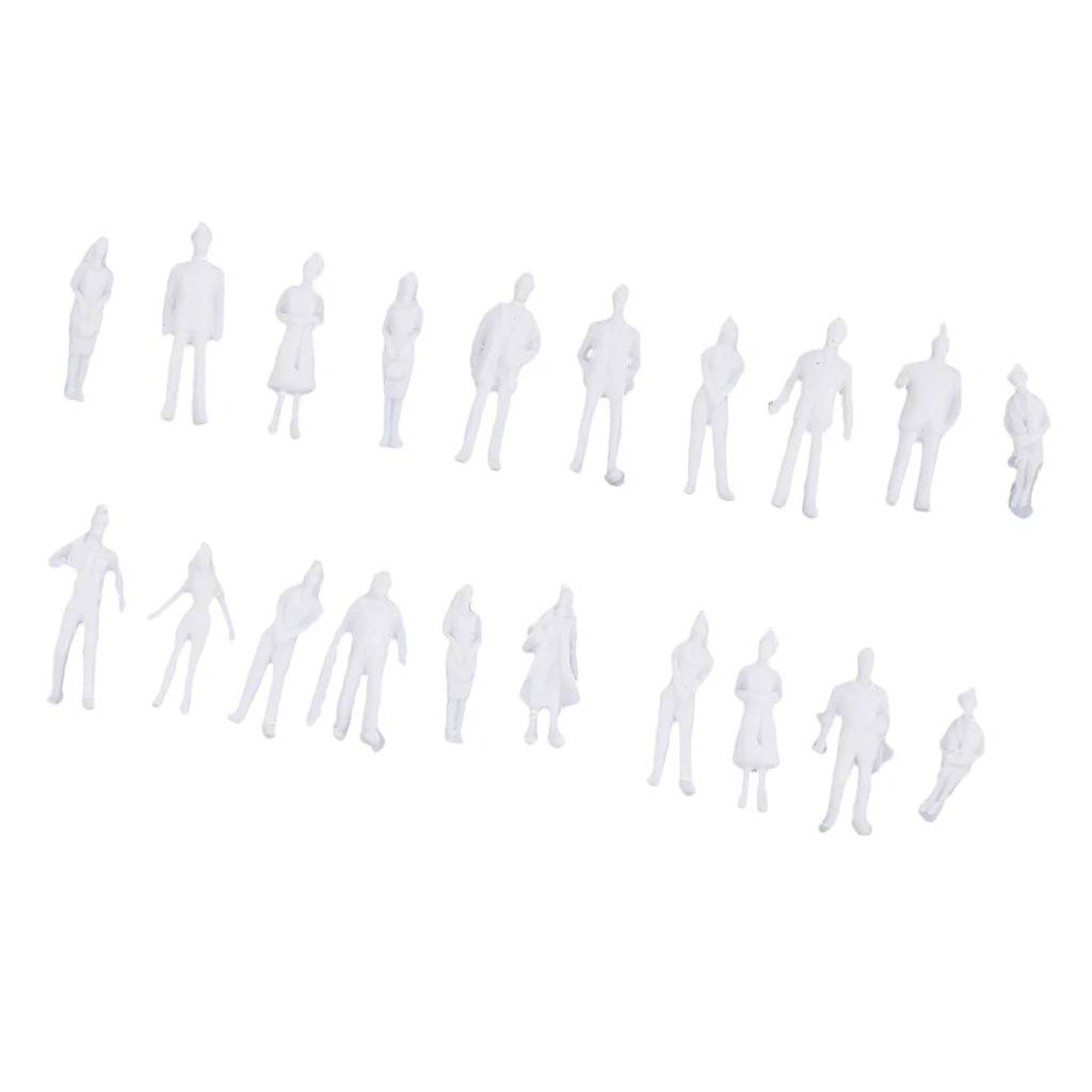 20Pcs 1/100 HO Scale Unpainted Model People Miniature Figures Architectural Model Human  Scene Simulation