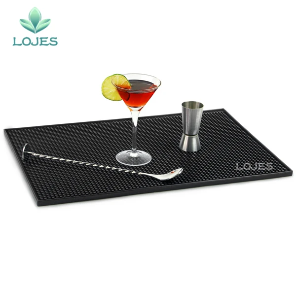 

Rectangle Rubber Beer Bar Service Spill Mat for table black waterproof pvc mat kitchen glass coaster placemat