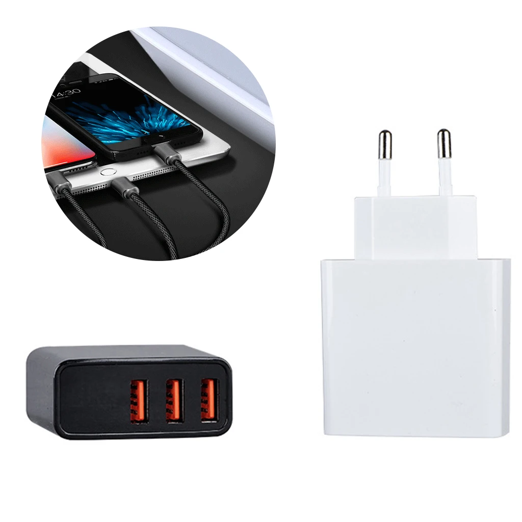 

3 USB Port Mobile Phone Wall Charger Adapter QC3.0 With LED Smart Digital Display 3.4A EU/US For IPhone Samsung Xiaomi Huawei