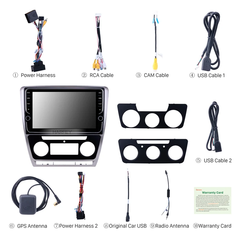  Harfey 10.1inch Android 8.1 GPS Car Radio For SKODA Octavia 2007 2008-2014 Touchscreen Wifi Auto Mu