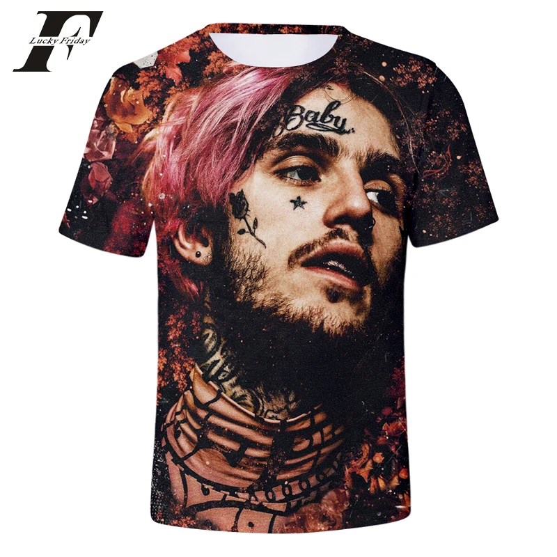 Футболка LUCKYFRIDAYF 2018 Lil Peep с 3D принтом для мужчин и женщин летняя футболка круглым