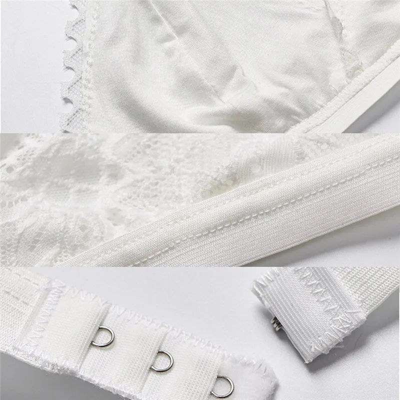 Women Floral Sheer Lace Triangle Bralette Unpadded Bra Crop Lingerie Casual Solid One Size 2 Colors Nylon Tube Tops