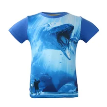 Летние детские футболки в стиле динозавра, футболки с короткими рукавами для мальчиков, топы с принтом «Мир Юрского периода», футболки
