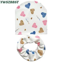 Baby Hat Infant Caps Cotton Scarf Baby Beanies Love Heart Print Spring Autumn Children Hat Scarf