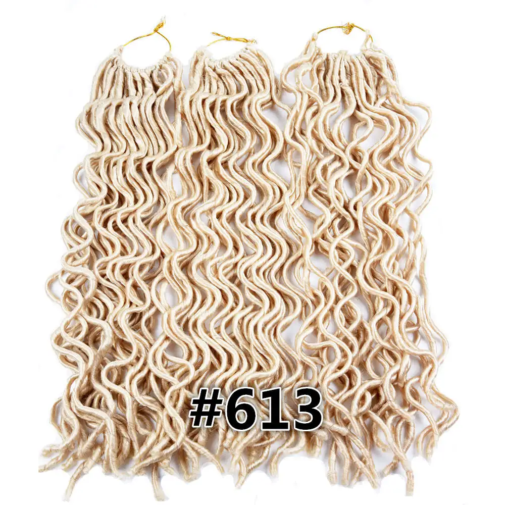 6 упаковок 24 пряди/упаковка 10 18 дюймов 8 цветов Faux locs Curly синтетические жгуты для вплетания волос удлинители замки ошибка черный - Цвет: #613