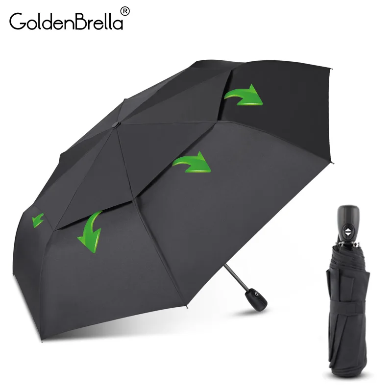 Большой ветронепроницаемый зонт для мужчин, качественный двойной складной автоматический зонт от дождя для женщин, Компактный Зонт для путешествий