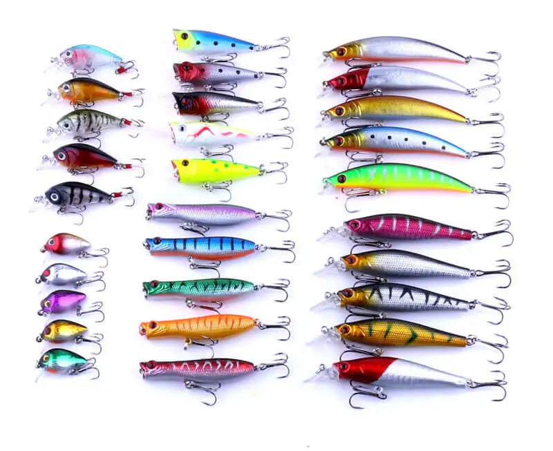 

30pcs/set Mixed Fishing Lures Baits Minnow Popper VIB Spinner Bionic Crankbaits Swimbait Floating Bionic Fish Topwater Tackle