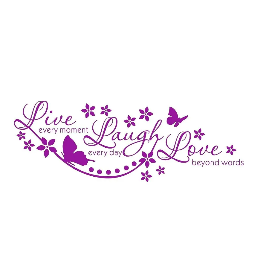 Big Size Live Laugh Love Quote Wall Stickers Butterfly Flowers ...