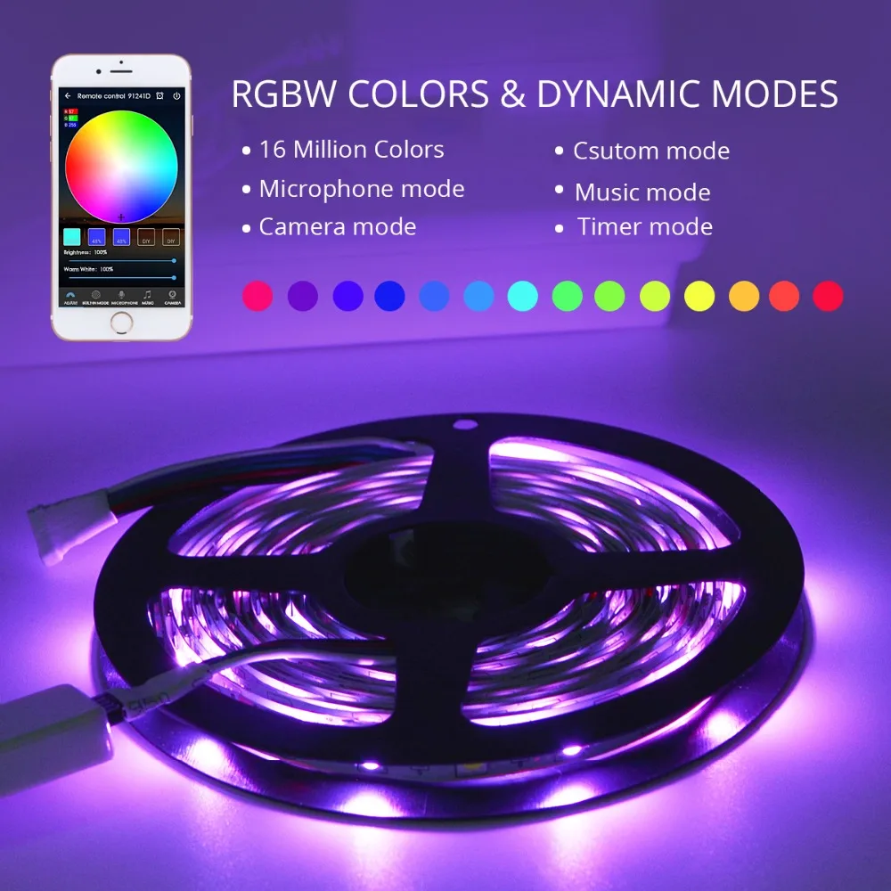 Светодиодный светильник с беспроводным управлением и Wi-Fi 5 м RGB RGBW RGBWW Светодиодная лента с адаптером питания светодиодный ленточный светильник 5050 декоративный светильник ing