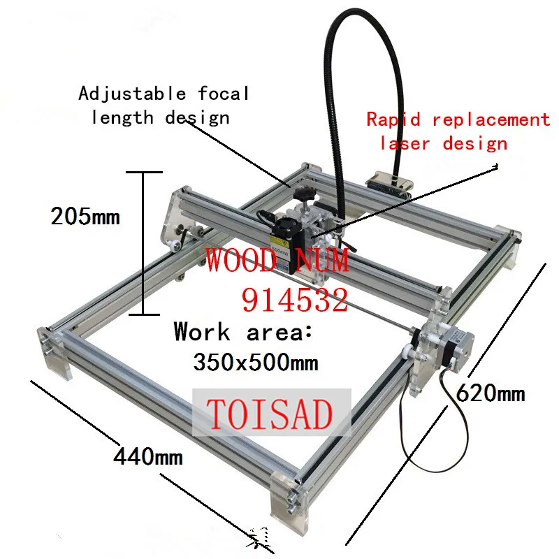 

1000 mw DIY desktop mini laser engraving machine marking carving machine, 350 * 500 working face