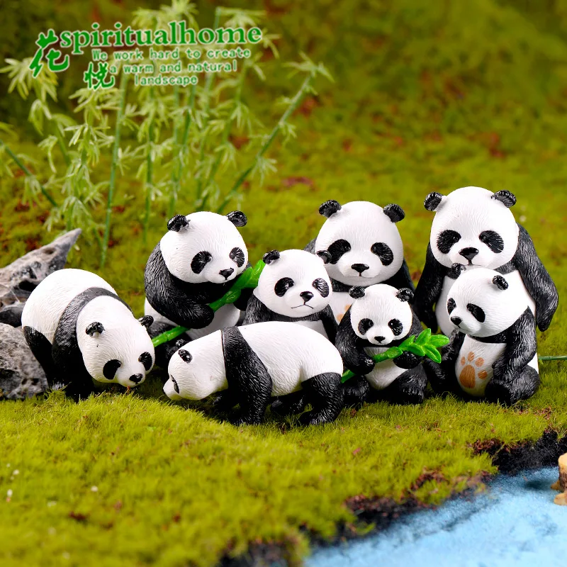 

4 PCs micro-landscape PVC Crafts 4 Giant Panda Cake Accessories Creative Home Chinese Doll Decoration