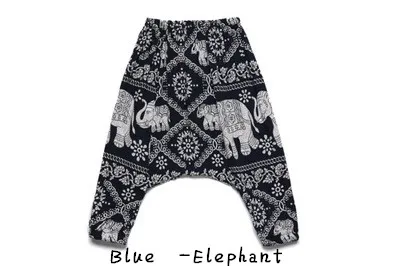 Летние штаны для мальчиков и девочек от 1 до 5 лет, детские летние тонкие шаровары с рисунком комаров, детские штаны-шаровары - Цвет: blue-elephant