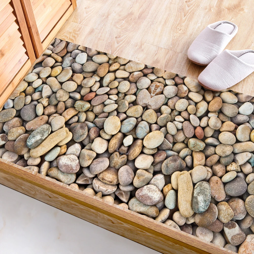 Us 17 09 24 Off Funlife Hot Sale 3d Flooring Wall Sticker For Bathroom Decoration Cobblestone Log Anti Silp Waterproof Self Adhesive Stickers005 In