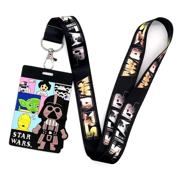 

1 pcs Soft Silicone cartoon STAR WARS Sign Card ID Holder With Hanging String Keychain T-1