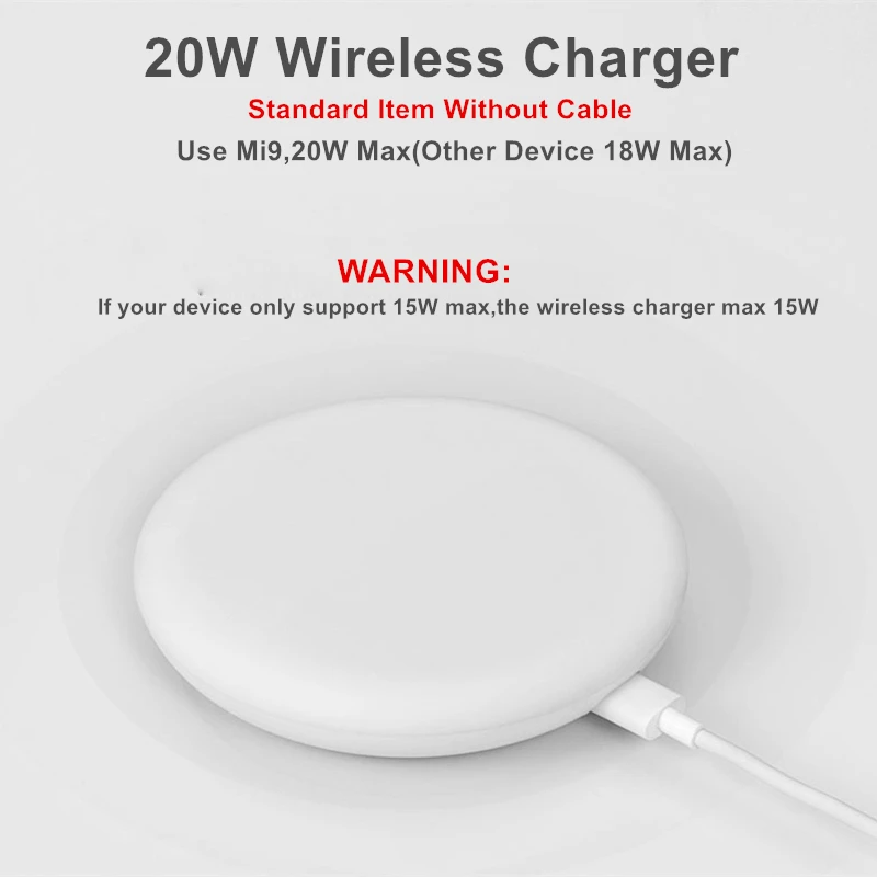 Оригинальное Беспроводное зарядное устройство Xiaomi 20 Вт 30 Max Turbo Charging Mi 10 CC9 (20 Вт) Qi