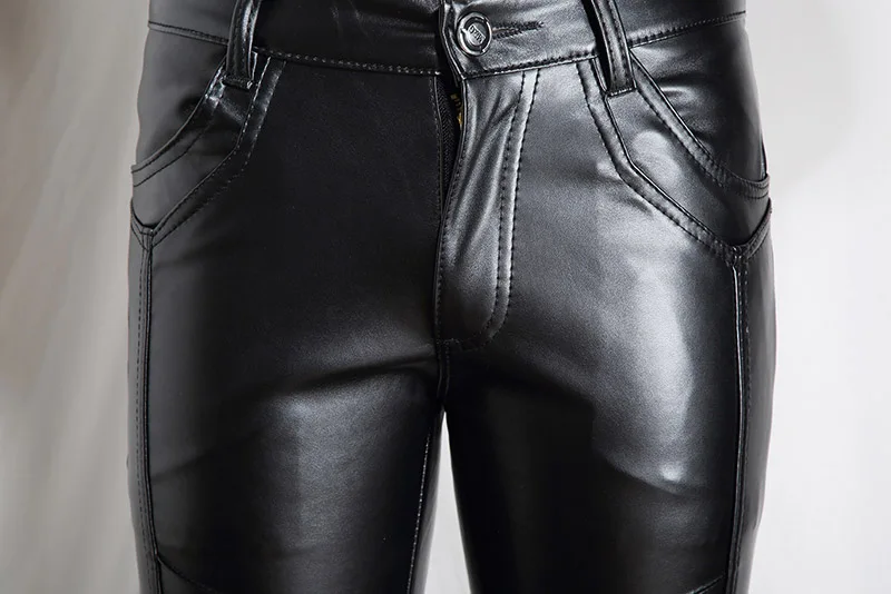 Mcikkny брюки из искусственной кожи мужские обтягивающие кожаные брюки модные дизайнерские облегающие мотоциклетные мужские брюки из искусственной кожи размер 28-36