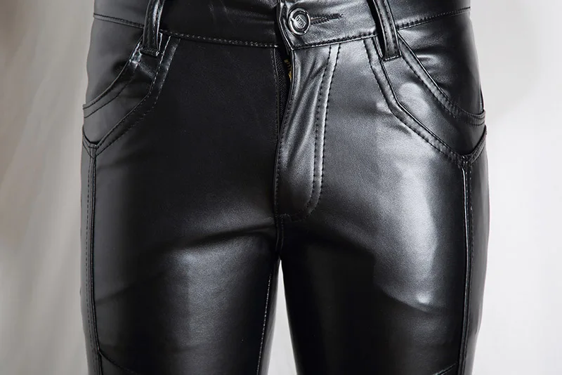 Pu Leather Trousers Men Skinny Leather Pants Fashion Designer Slim Fit Motorcycle Mens Faux Leather Pants Size 28-36 (7)