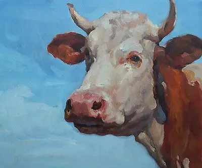 

wholesale animal painting --Original Cow art OIL painting # TOP handpainted Decor ART-36 " large---accept custom photo painting