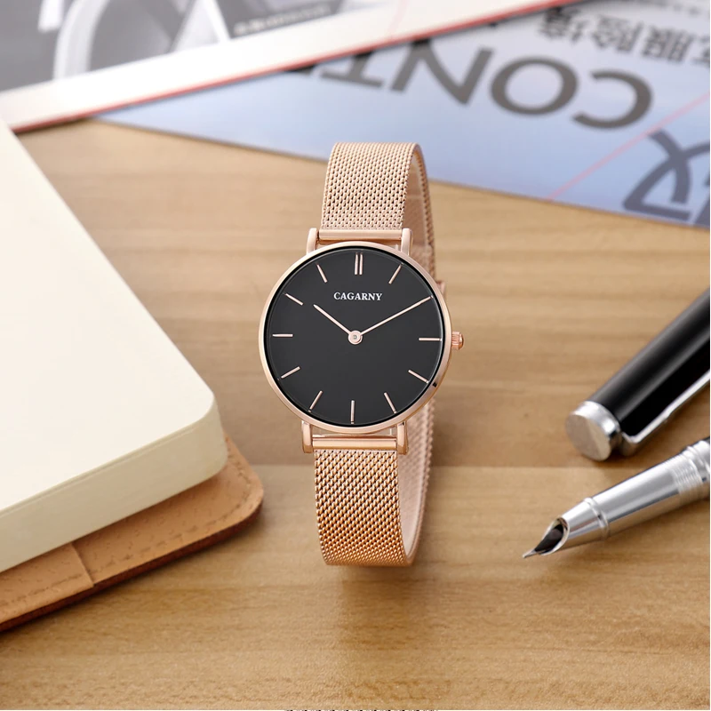 orologio al quarzo con cinturino in maglia di acciaio inossidabile cagarny stile dw per orologi alla moda da donna (2)