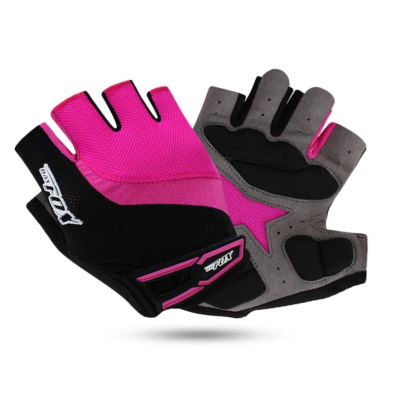 BATFOX, летние велосипедные перчатки, половина пальца, 3 цвета, нейлон, MTB, велосипедные Перчатки для фитнеса, дышащие, анти-шоковые, спортивные, велосипедные перчатки - Цвет: Красный