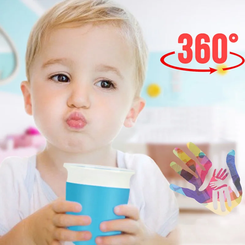 Gobelet d'apprentissage pour bébés 360 ° rotatif | À Double poignée Portable anti-fuite pour nourrissons, bouteille d'alimentation, gobelets d'eau T2143