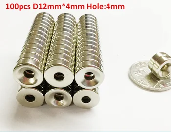 

100pcs Countersunk NdFeB Neodymium Disc Magnets Dia 12mm x 4mm hole:4mm N35 Super Powerful Strong Rare Earth NdFeB Magnet
