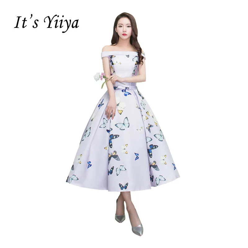 Its Yiiya 2017 New Off Shoulder Bow Vintage Taffeta Floral Party Gown 